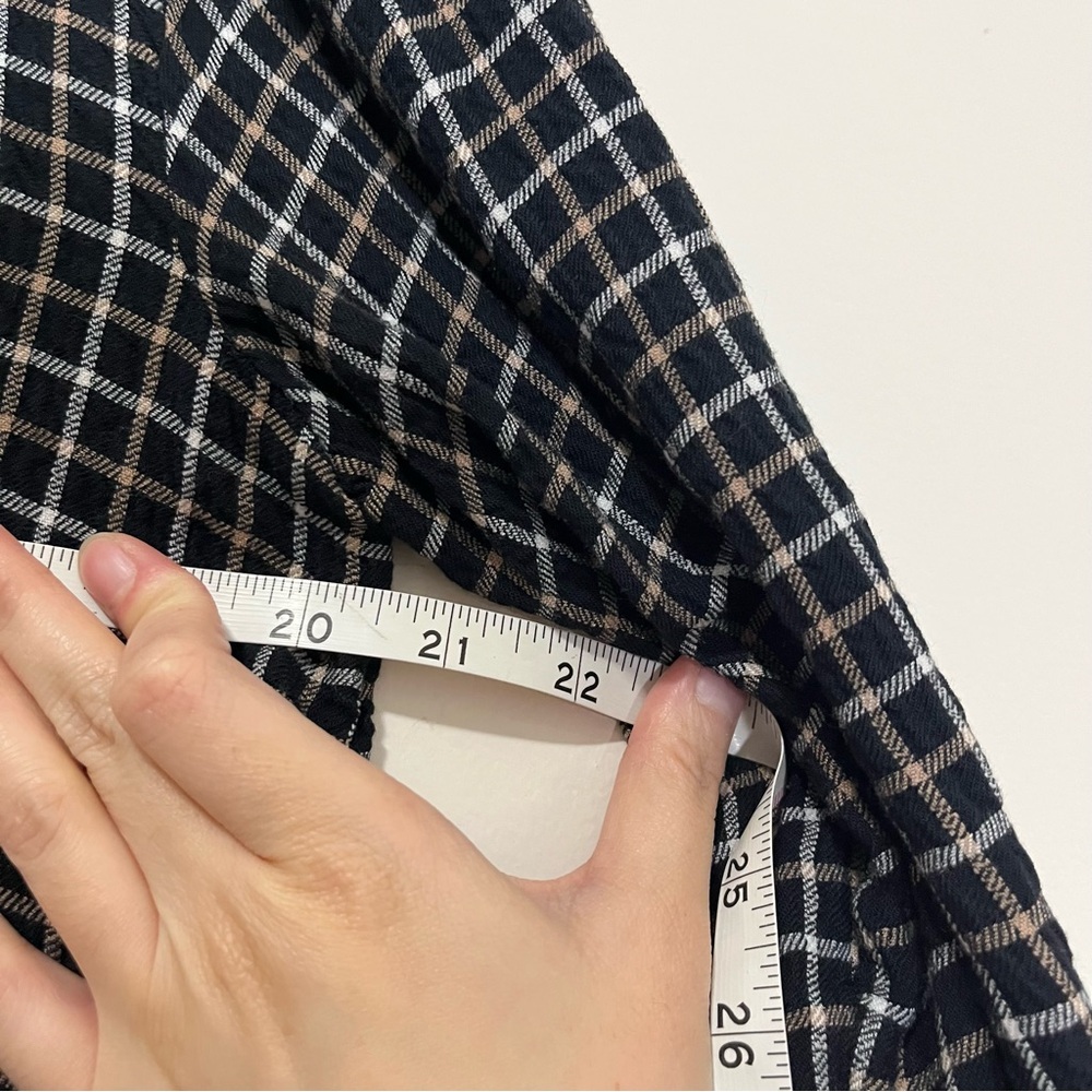 Anthropologie Pilcro Relaxed Plaid Shirt Tunic Button Front Size S Black White - Picture 15 of 16